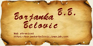 Borjanka Belović vizit kartica